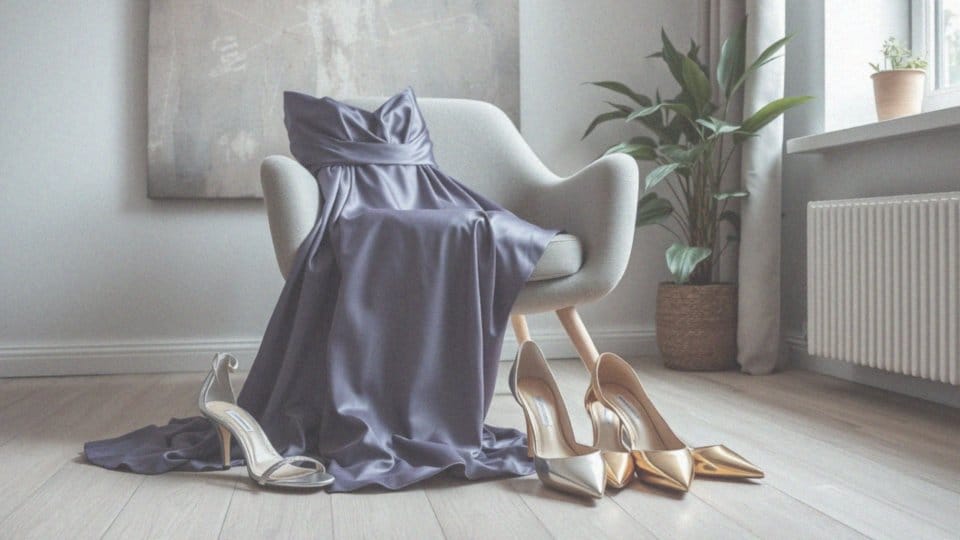 Jakie metaliczne buty pasują do chabrowej sukienki?