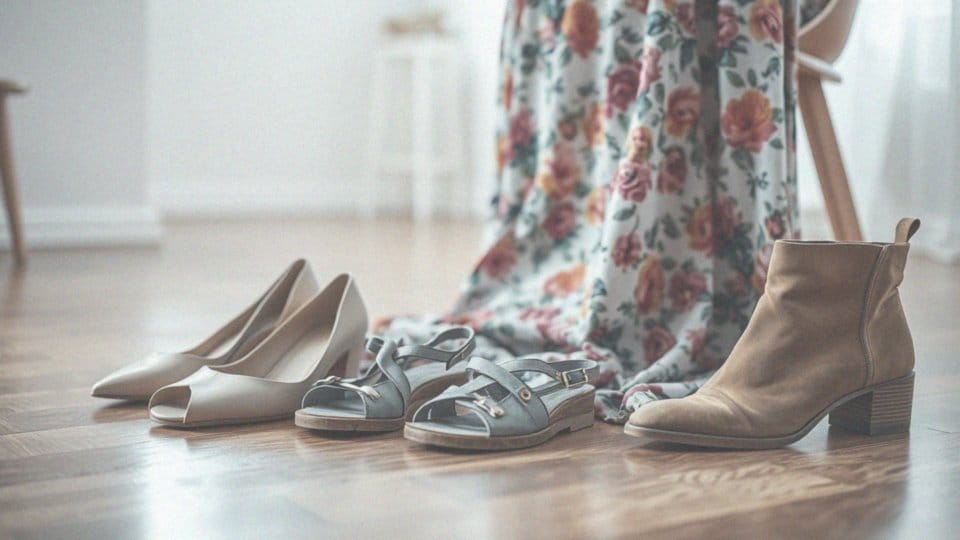 Jakie skórzane i zamszowe buty będą najlepsze do sukienki w kwiaty?